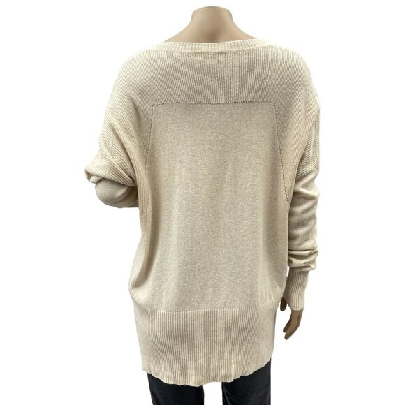 REPEAT V-Neck Oversized Cashmere Wool Sweater Pockets Cream Womens‎ 38/S - Picture 4 of 11